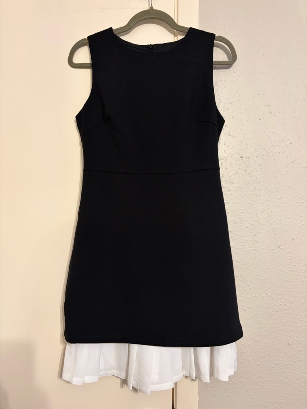 Commense Black Mini Dress with White Layered Hem - Picture 2 of 7